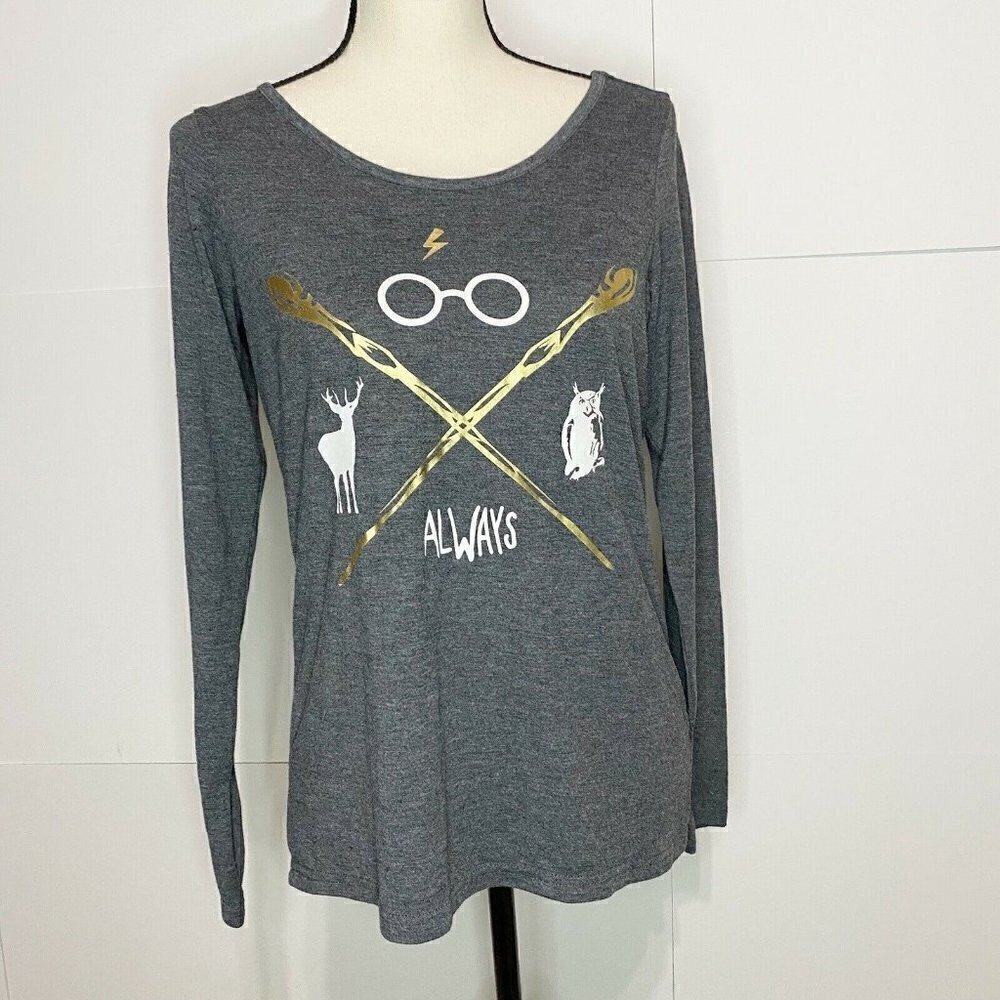 Harry Potter Women's Small Gray T-Shirt Long Sleeve Strappy Back